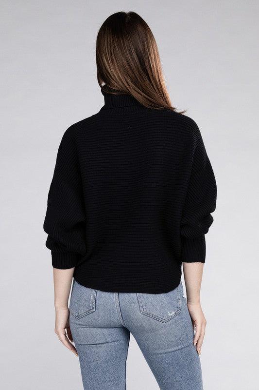 Viscose Dolman Sleeve Turtleneck Sweater - Sweater