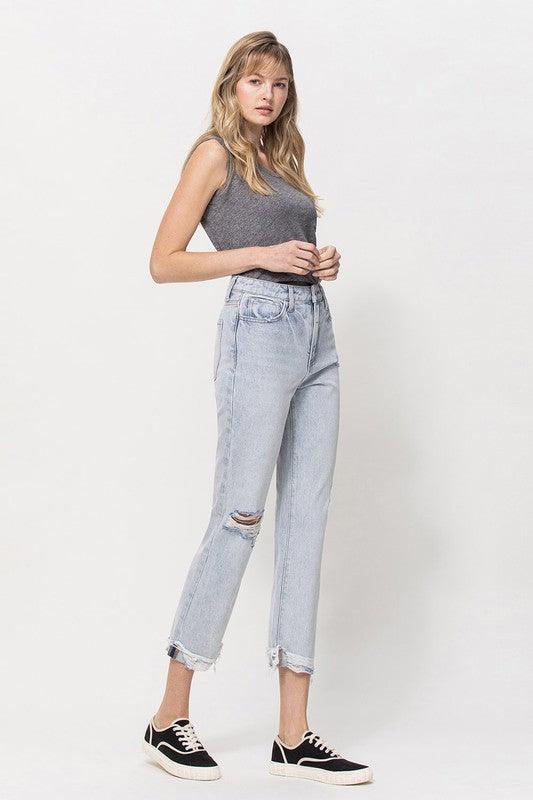 Super High Relaxed Cuffed Straight Jeans - Jeans