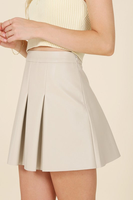 Lilou Vegan Leather Pleated Mini Skirt