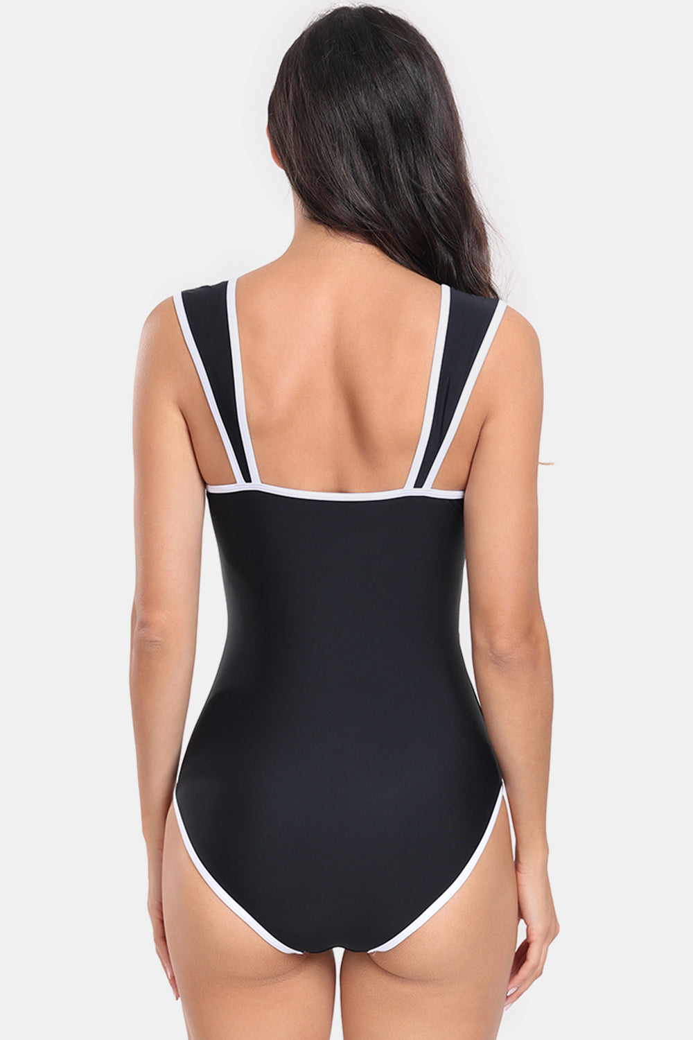 Contrast Trim Wide Strap One-Piece Swimsuit