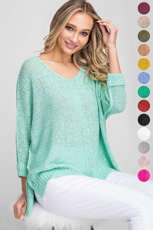 eesome V-Neck Knit Sweater - Sweater