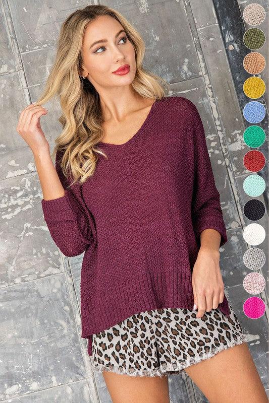 eesome V-Neck Knit Sweater - Sweater