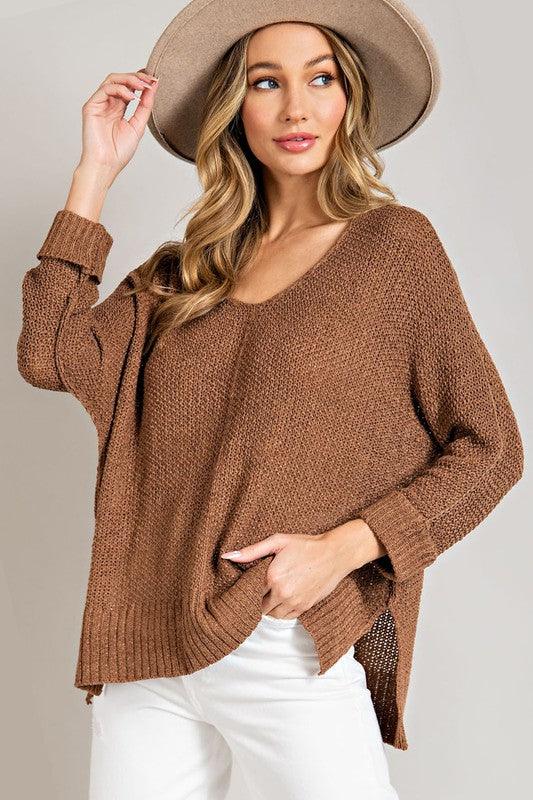 eesome V-Neck Knit Sweater - Sweater