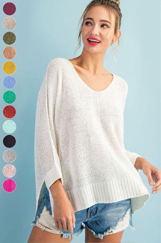 eesome V-Neck Knit Sweater - Sweater