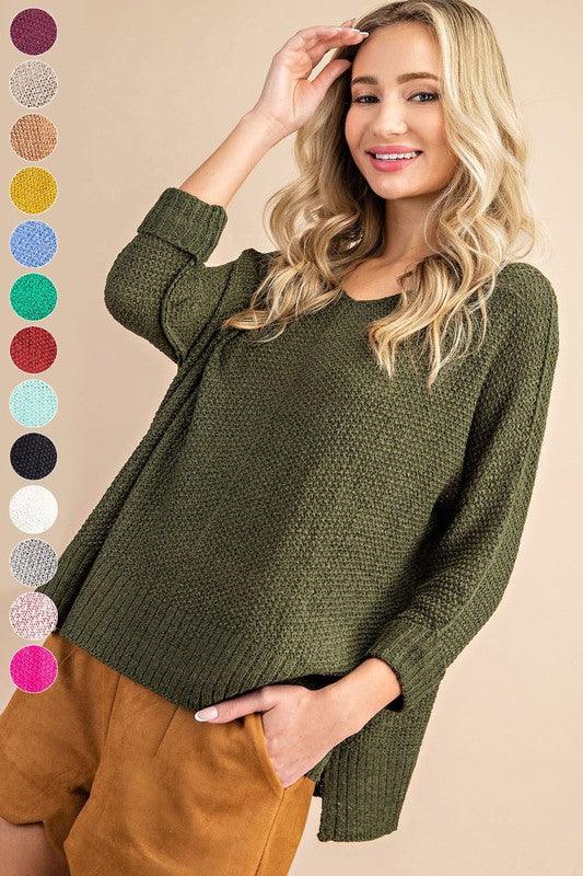 eesome V-Neck Knit Sweater - Sweater