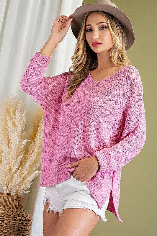 eesome V-Neck Knit Sweater - Sweater