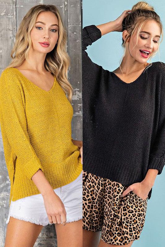 eesome V-Neck Knit Sweater - Sweater