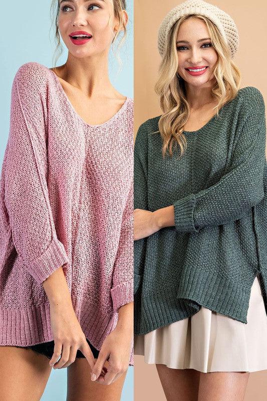 eesome V-Neck Knit Sweater - Sweater