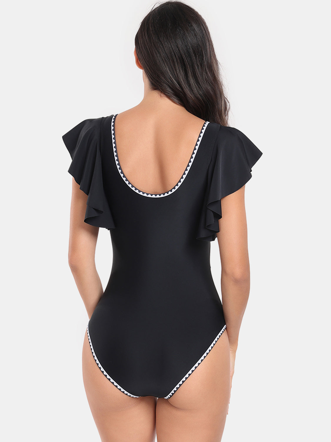 Plunge Cap Sleeve One-Piece Swimsuit