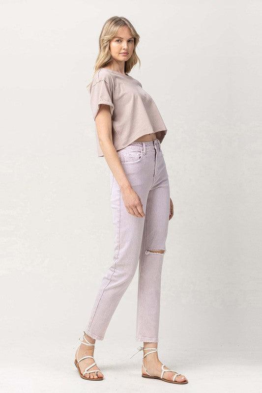 High Rise Stretch Mom Jeans - Jeans