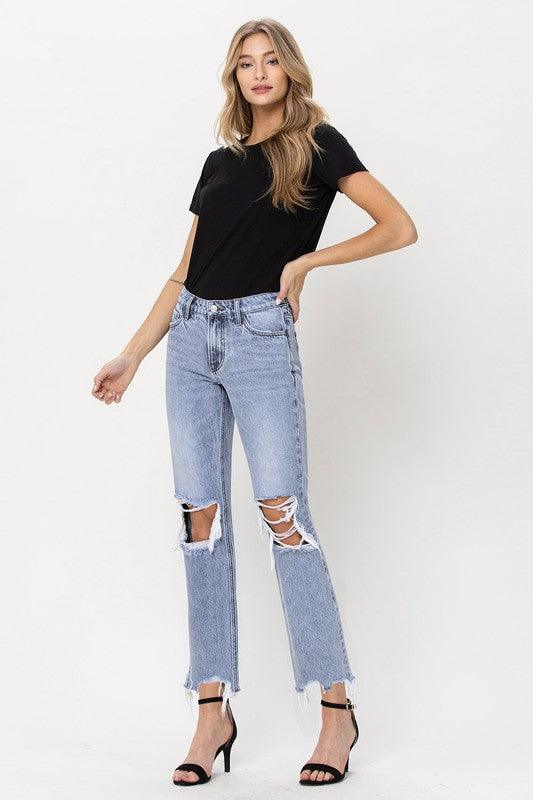 Super High Rise 90's Vintage Straight Crop Jeans - Jeans