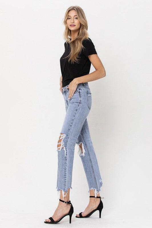 Super High Rise 90's Vintage Straight Crop Jeans - Jeans