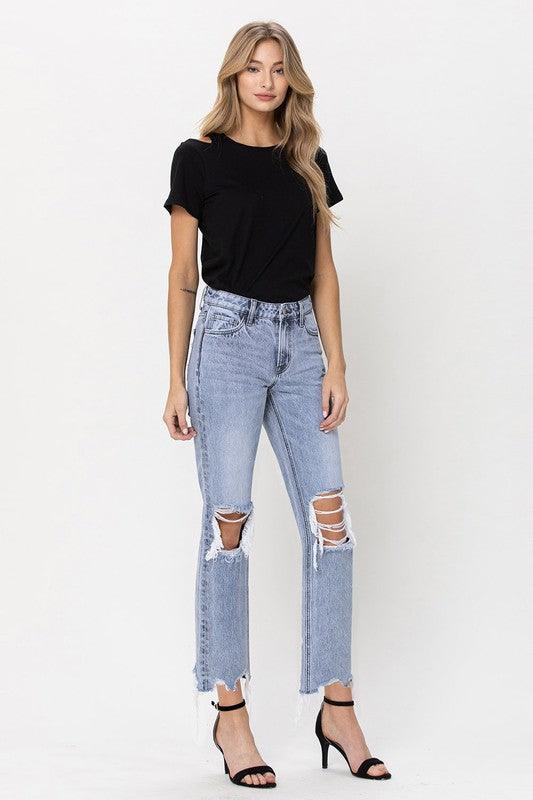 Super High Rise 90's Vintage Straight Crop Jeans - Jeans