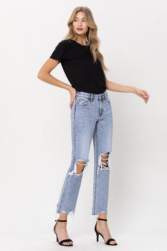 Super High Rise 90's Vintage Straight Crop Jeans - Jeans