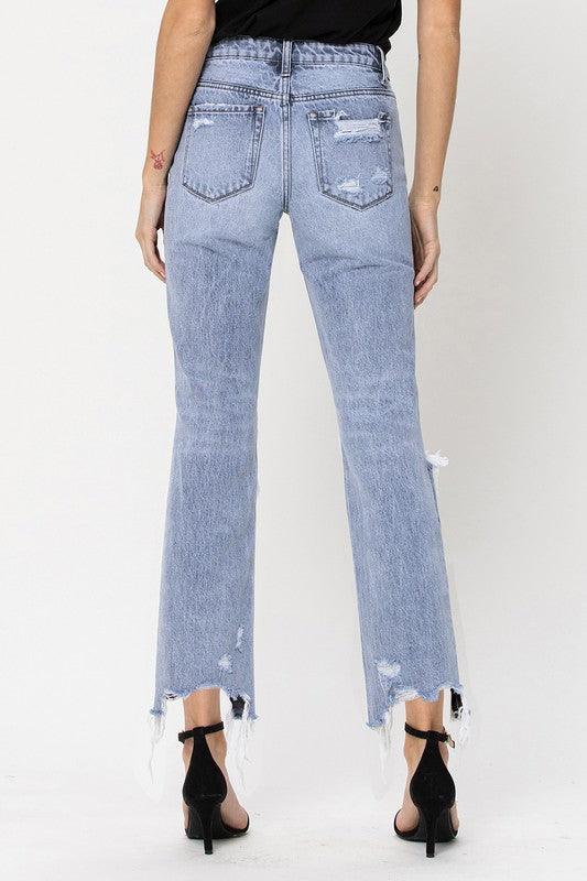 Super High Rise 90's Vintage Straight Crop Jeans - Jeans