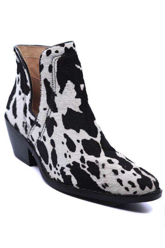 Western Cut Out Animal Hair Booties - Boots