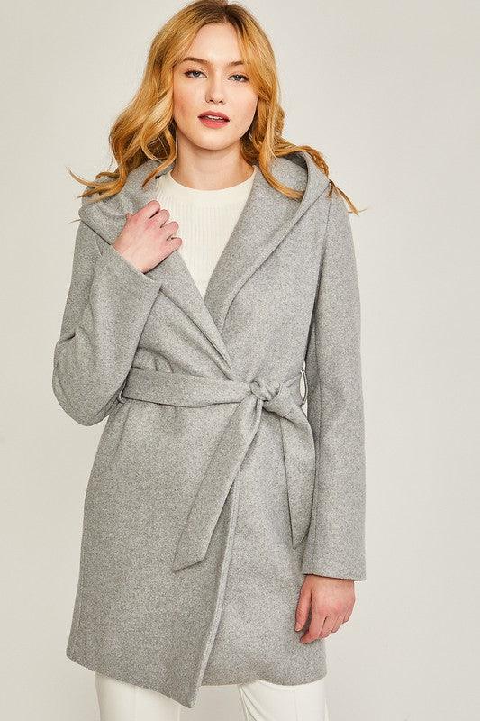 JQ Fleece Belted Hoodie Coat - Coat