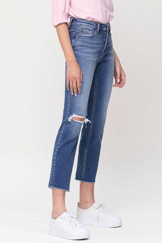 Mid-Rise Straight Leg Crop Jeans - Jeans