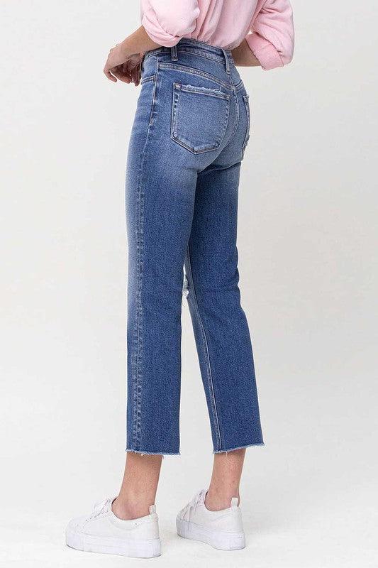 Mid-Rise Straight Leg Crop Jeans - Jeans