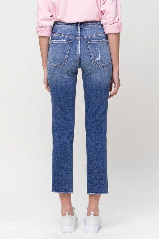 Mid-Rise Straight Leg Crop Jeans - Jeans