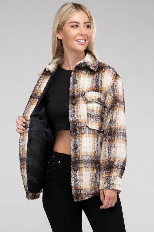 Cozy Plaid Flannel Shacket - Jacket