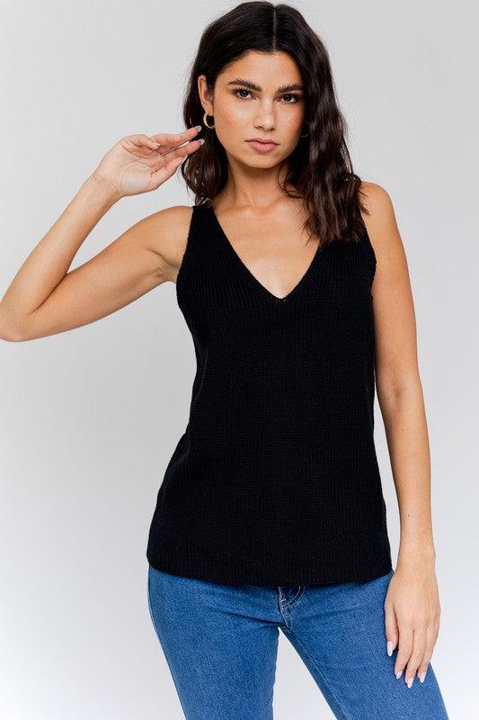 Front and Back Deep V-Neck Tank Top - Tank