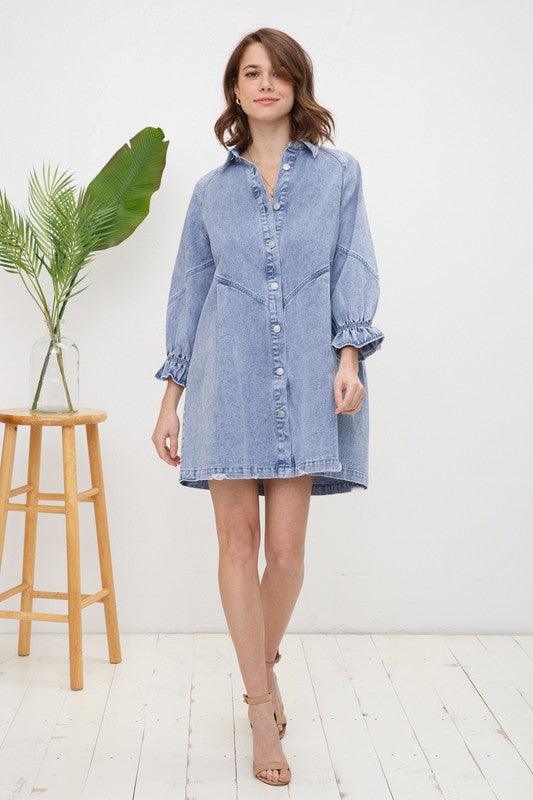 Washed Denim Dress - 