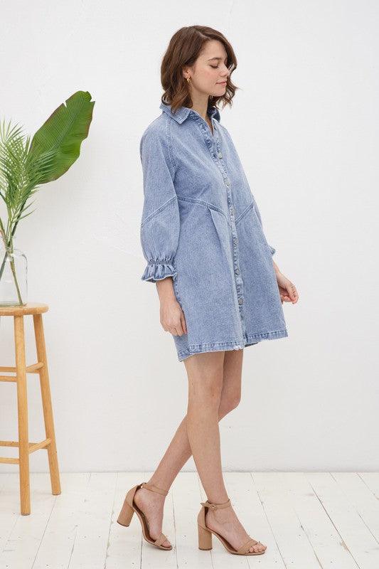 Washed Denim Dress - 