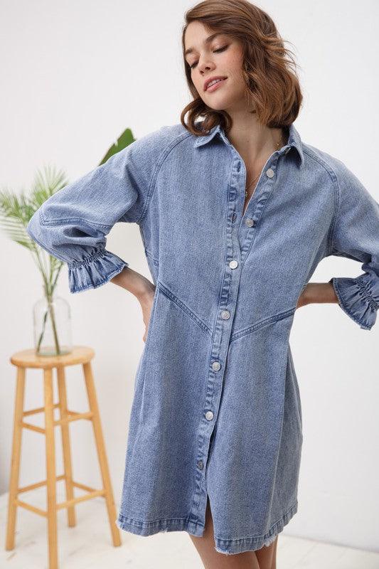 Washed Denim Dress - 