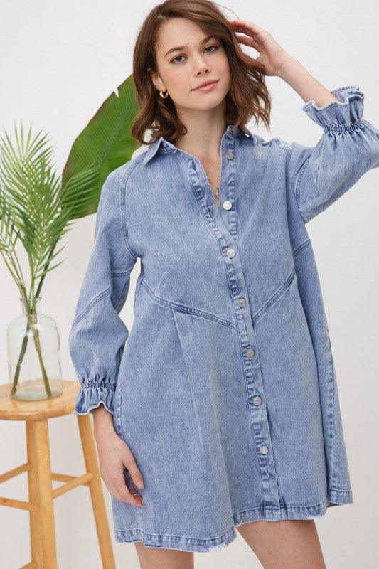 Washed Denim Dress - 