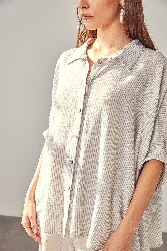 Striped Button Up Shirt - Shirt