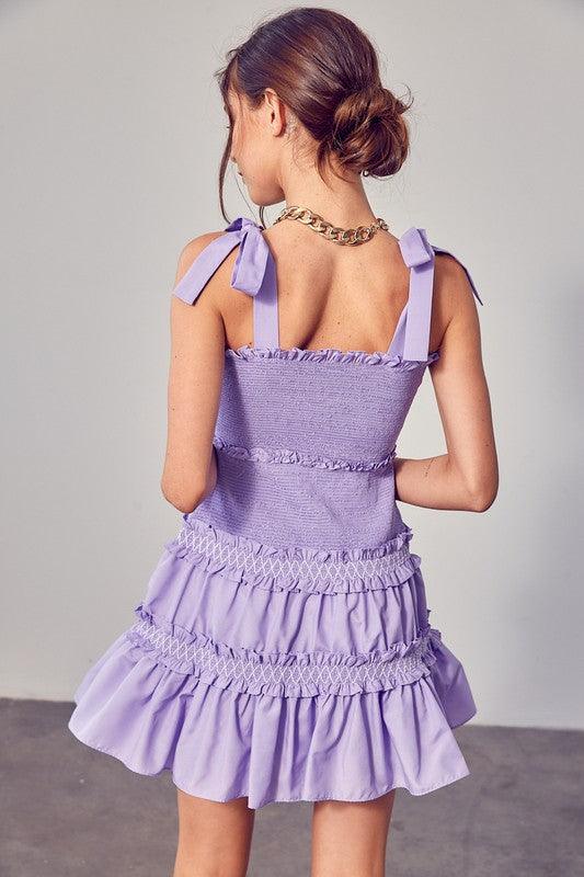 Smocked Tiered Mini Dress - Dresses