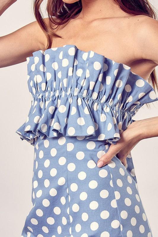 Ruffle Polka Dot Mini Dress - Dresses