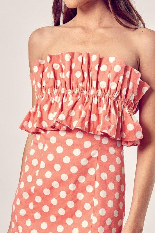 Ruffle Polka Dot Mini Dress - Dresses