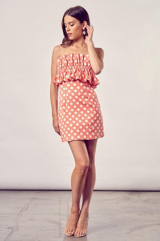 Ruffle Polka Dot Mini Dress - Dresses