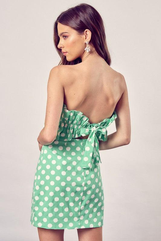 Ruffle Polka Dot Mini Dress - Dresses