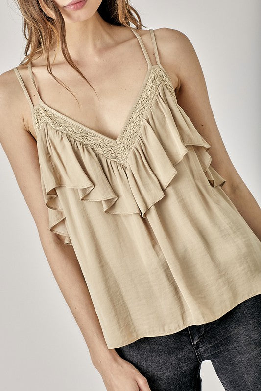 Mustard Seed Trim Detail with Ruffle Cami Top