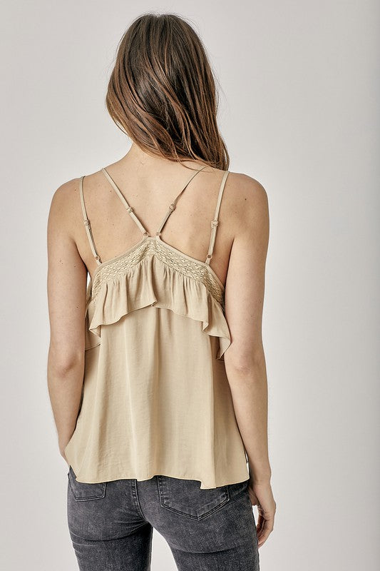 Mustard Seed Trim Detail with Ruffle Cami Top