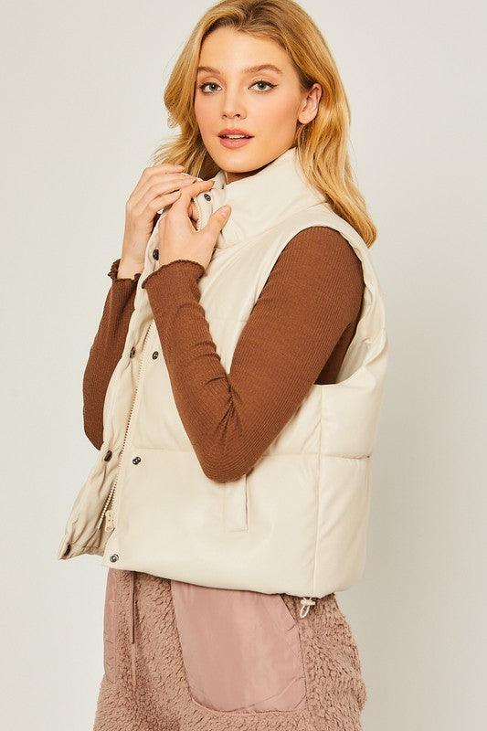 PU Puffer Vest - Vest