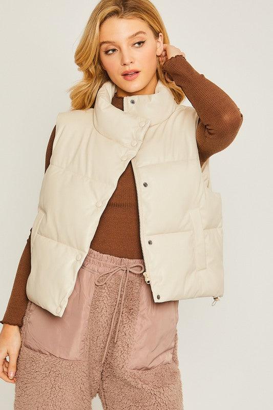 PU Puffer Vest - Vest