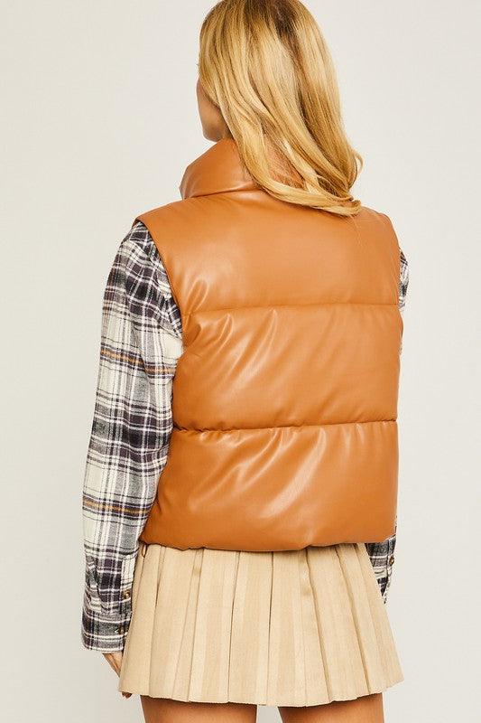 PU Puffer Vest - Vest