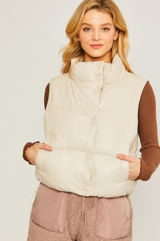 PU Puffer Vest - Vest