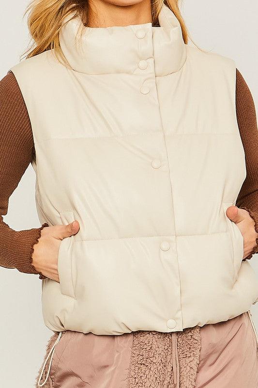 PU Puffer Vest - Vest