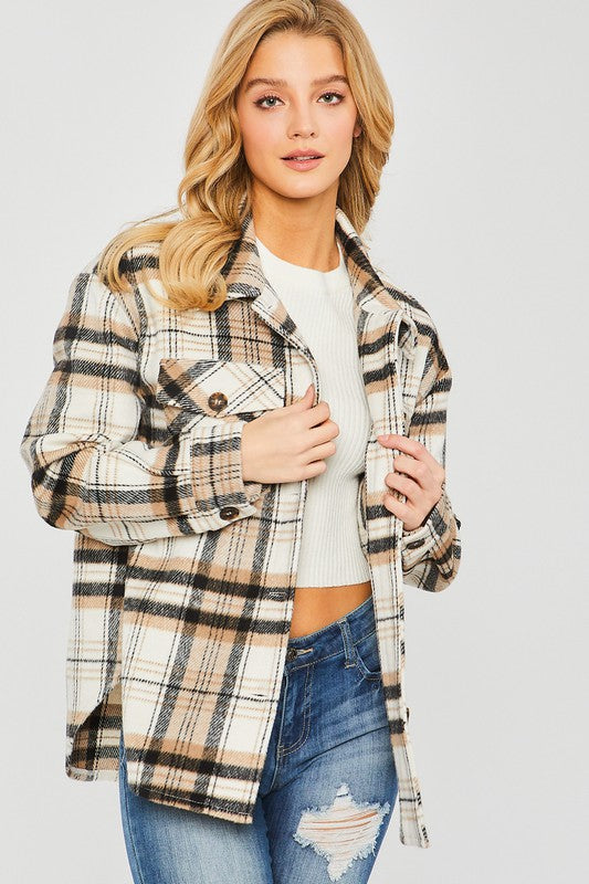 Plaid Bust Pocket Shacket