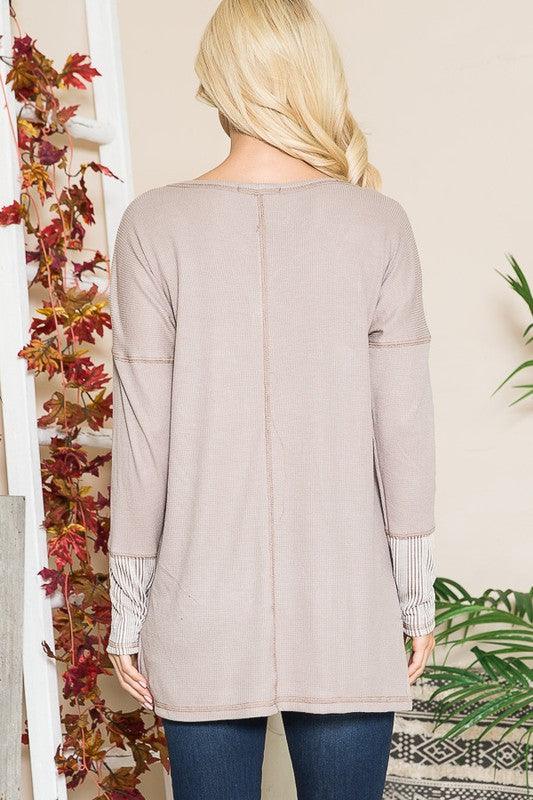 Reversed Stitched Hi Low Tunic Top - Top