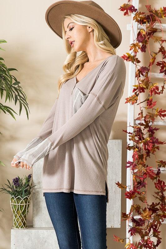 Reversed Stitched Hi Low Tunic Top - Top