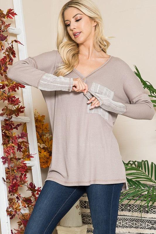 Reversed Stitched Hi Low Tunic Top - Top