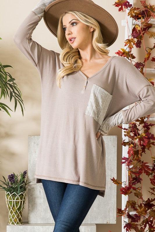 Reversed Stitched Hi Low Tunic Top - Top