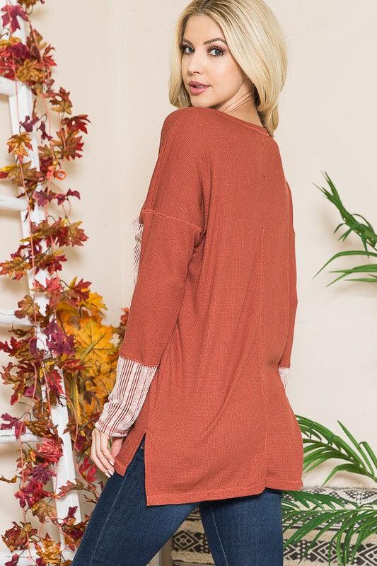 Reversed Stitched Hi Low Tunic Top - Top