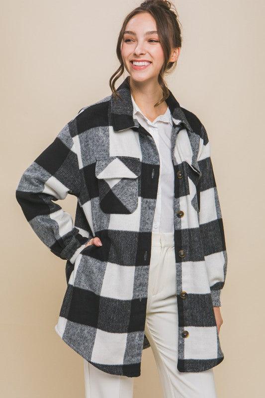 Plaid Bust Pocket Shacket - Jacket